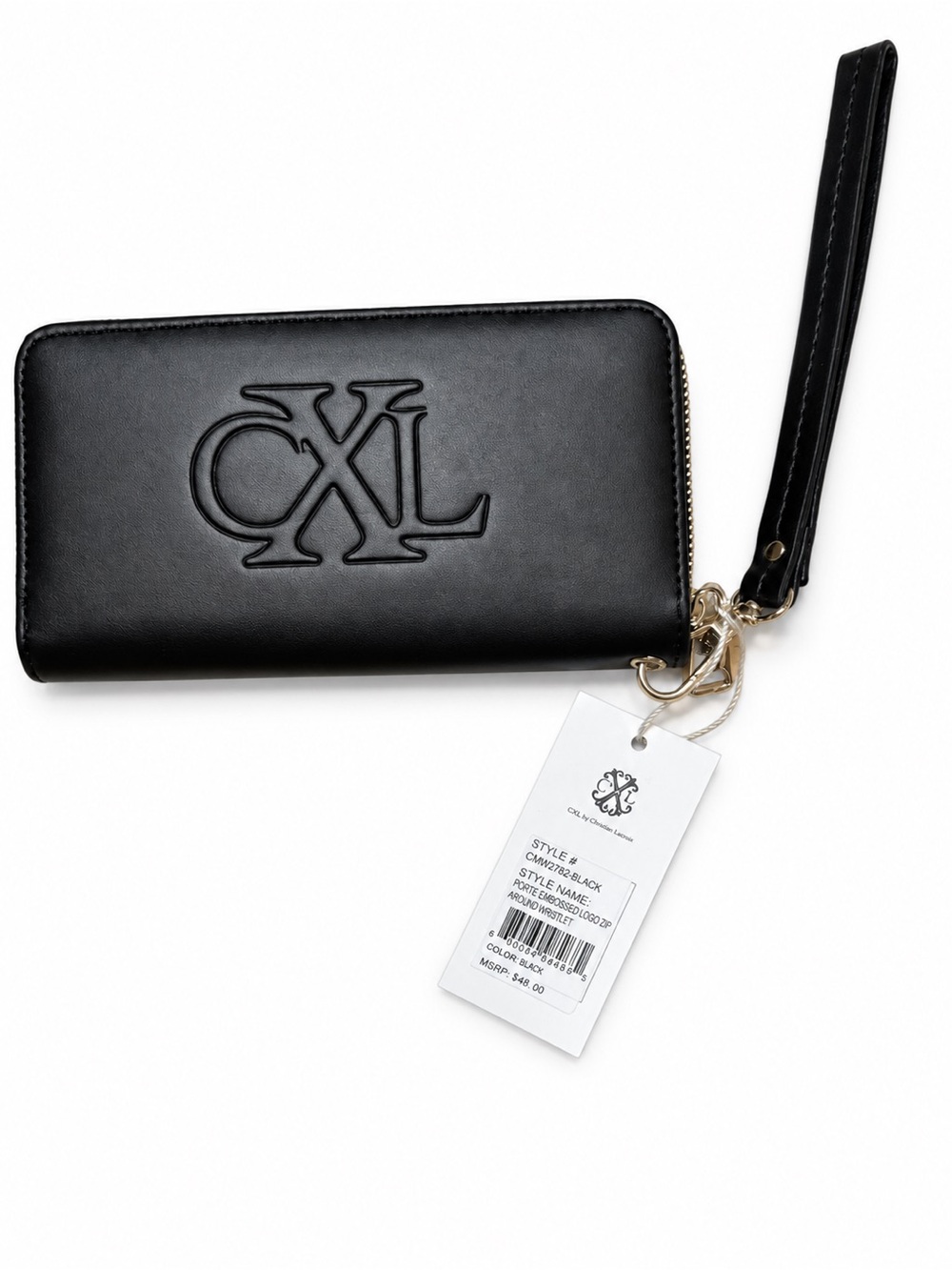 NWT CXL Christian Lacroix Porte Black Zip Around Wristlet Wallet